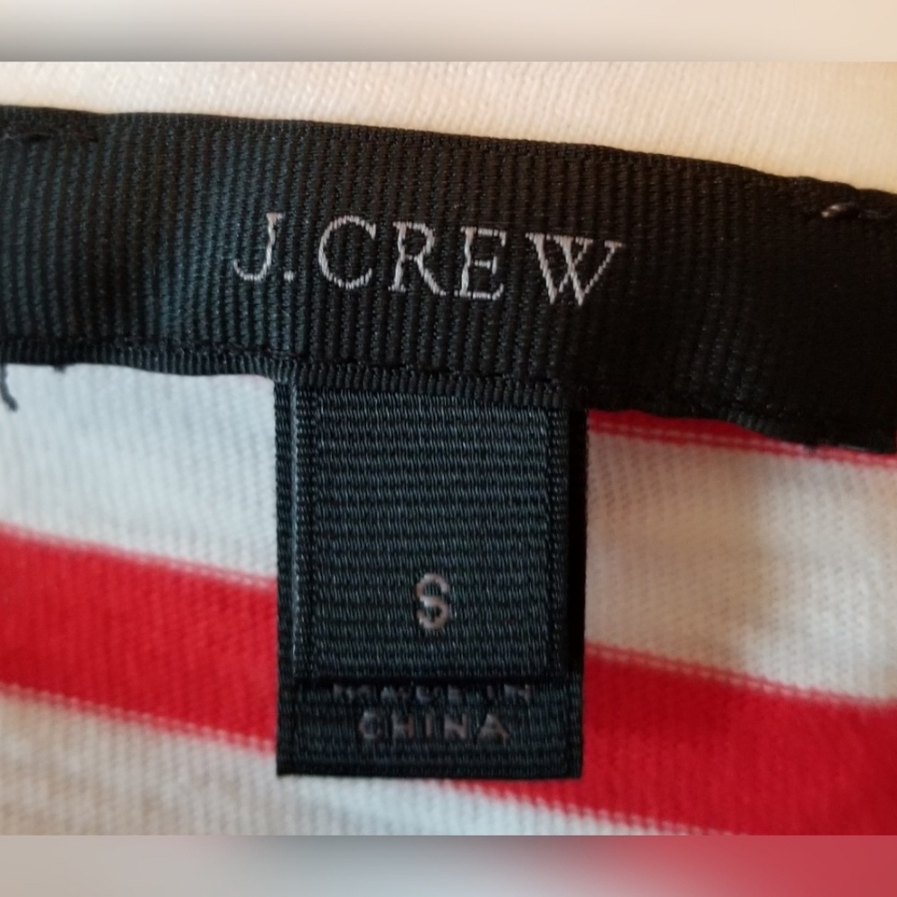 J. Crew Red White Striped Half Sleeve Top Blouse - Picture 3 of 4